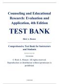 Test Bank &ndash; Counseling and Educational Research&colon; Evaluation and Application&comma; 4th Edition &ndash; Rick A&period; Houser &ndash; ISBN 9781544305066 &lpar;All Chapters Covered 1&ndash;21&rpar;