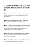 DOD CYBER AWARENESS EXAM STUDY GUIDE 2026 QUESTIONS WITH SOLUTIONS GRADED A&plus;
