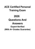 ACE Certified Personal Trainer &lpar;CPT&rpar; Exam 2026 &vert; Complete Practice Test&comma; Questions & Verified Answers PDF
