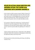 NCLEX PN ACTUAL EXAM QUESTION AND ANSWERS ACTUAL TEST PAPER 2026 QUESTIONS WITH ANSWERS GRADED A&plus;