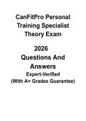 CanFitPro Personal Training Specialist &lpar;PTS&rpar; Theory Exam 2026 &vert; Updated Written Test Questions & Complete Answers PDF