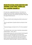 NCLEX PN ACTUAL EXAM QUESTION AND ANSWERS LATEST FINAL PAPER 2026 FULL ANSWERS GRADED A&plus;