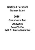 Certified Personal Trainer &lpar;CPT&rpar; Exam 2026 &vert; Complete Practice Test&comma; Realistic Questions & Verified Answers PDF