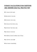 DOSAGE CALCULATIONS EXAM QUESTIONS AND ANSWERS 2026 FULL PRACTICE TEST