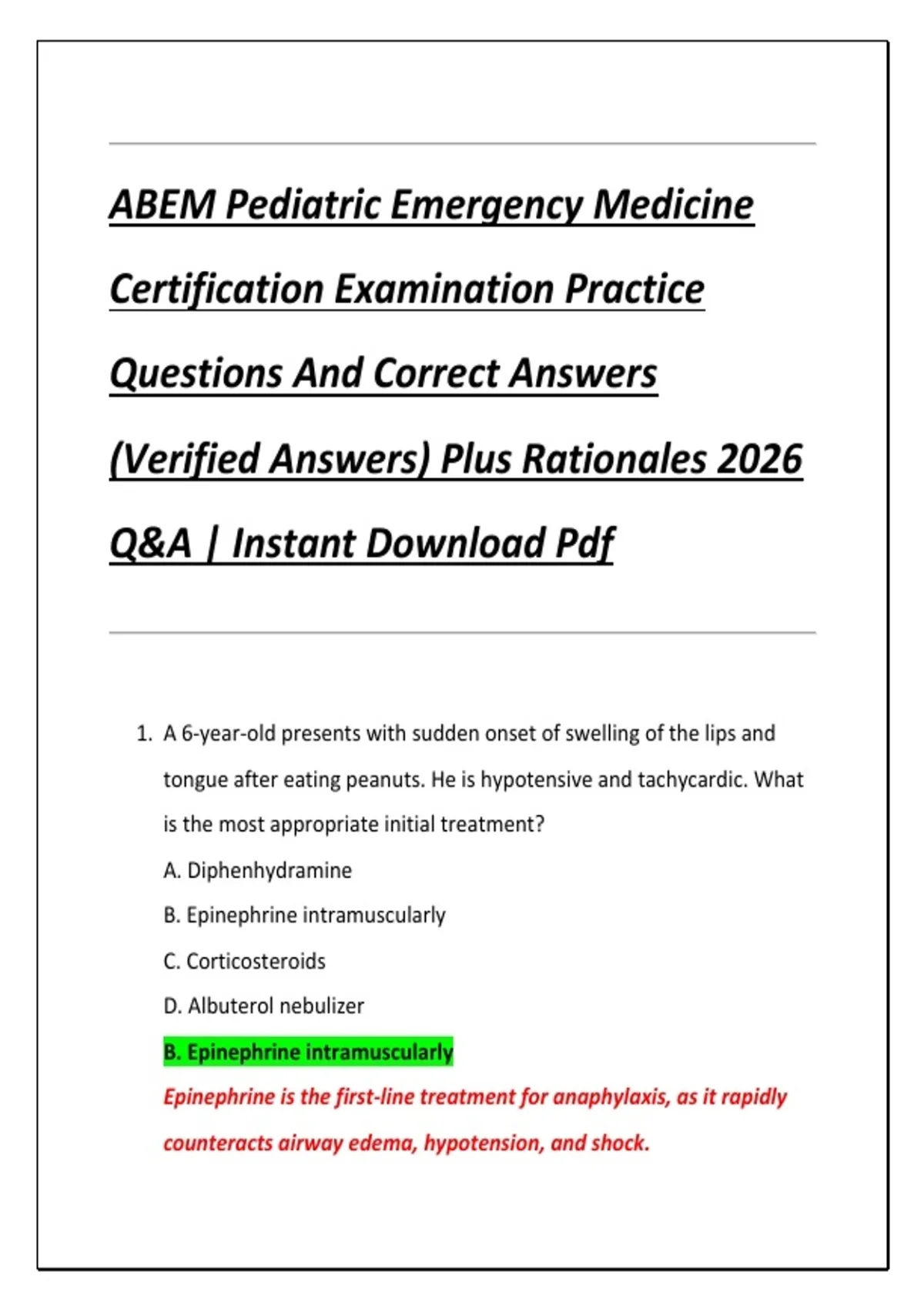 ABEM Pediatric Emergency Medicine Certification Examination Practice ...