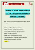 CHEM 102L FINAL EXAM REVIEW ACTUAL 2026 QUESTIONS AND VERIFIED ANSWERS