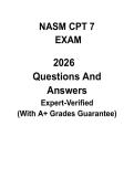 NASM CPT 7 Exam 2026 &vert; 7th Edition Practice Test&comma; Realistic Questions & Verified Answers PDF