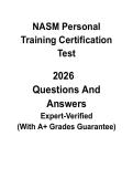 NASM Personal Training Certification Test 2026 &vert; CPT Practice Questions&comma; Mock Exam & Verified Answers PDF