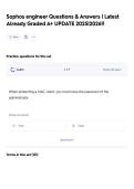 Sophos engineer Questions & Answers &vert; Latest Already Graded A&plus; UPDATE 2025&vert;2026&excl;&excl;