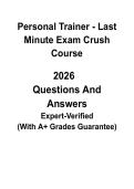 Personal Trainer Last Minute Exam Crush Course 2026 &vert; CPT Rapid Review&comma; Key Concepts & Quick Pass Study Guide PDF