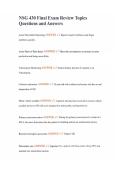 NSG 430 Final Exam Review Topics Questions and Answers