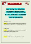 UNE CHEM 1011 GENERAL CHEMISTRY II MIDTERM FALL ACTUAL 2026 QUESTIONS AND VERIFIED ANSWERS