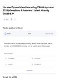 Harvard Spreadsheet Modeling EXAM &lpar;updated 2026&rpar; Questions & Answers &vert; Latest Already Graded A&plus; 