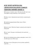 NCSF SPORTS NUTRITION 2026 CERTIFICATION EVALUATION COMPLETE QUESTIONS ANSWERS GRADED A&plus;