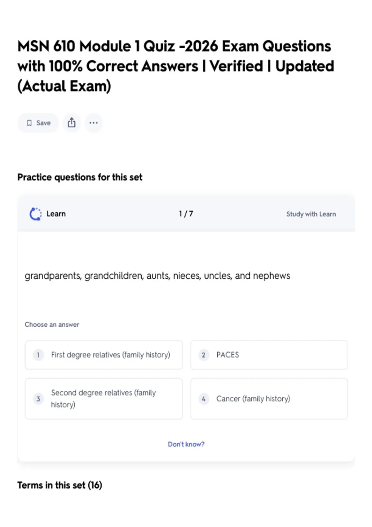 MSN 610 Module 1 Quiz -2026 Exam Questions with 100% Correct Answers ...