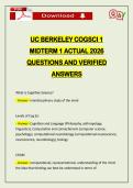UC BERKELEY COGSCI 1 MIDTERM 1 ACTUAL 2026 QUESTIONS AND VERIFIED ANSWERS