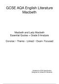 GCSE AQA English Literature &ndash; Macbeth & Lady Macbeth Essential Quotes &plus; Grade 9 Analysis