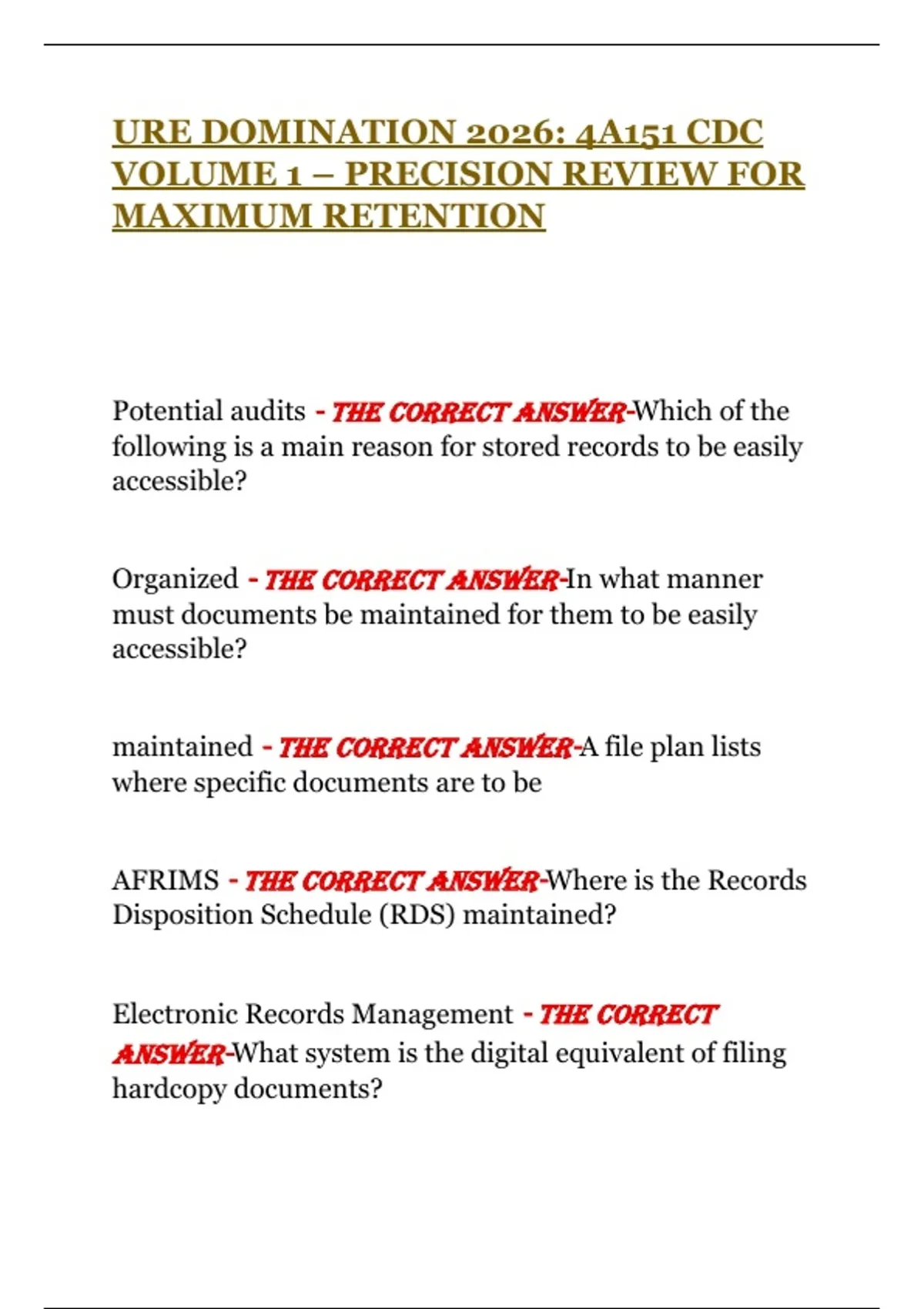 URE DOMINATION 2026: 4A151 CDC VOLUME 1 – PRECISION REVIEW FOR MAXIMUM ...