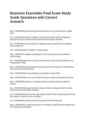Business Essentials Final Exam Study Guide Questions with Correct Answers