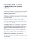 Business Essentials Final Exam Review Questions with Accurate Answers