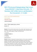 MSN 570 Advanced Pathophysiology Final Actual Exam 2026&sol;2027 &vert; United States University &vert; 70 Questions with Verified Answers and Rationales &vert; Pass Guaranteed - A&plus; Graded