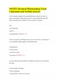 NSG533 Advanced Pharmacology Exam 1 Questions and Verified Answers