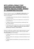 MTTC UPPER LITERACY TEST QUESTIONS AND ANSWERS WITH UPDATED 2026 SOLUTIONS&comma; GRADED A&plus;&comma; GUARANTEED SUCCESS
