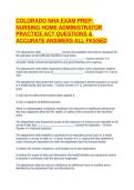 COLORADO NHA EXAM PREP- NURSING HOME ADMINISTRATOR PRACTICE ACT QUESTIONS & ACCURATE ANSWERS ALL PASSED