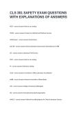CLS 301 SAFETY EXAM QUESTIONS WITH EXPLANATIONS OF ANSWERS