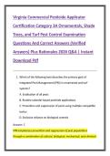 Virginia Commercial Pesticide Applicator  Certification Category 3A Ornamentals&comma; Shade  Trees&comma; and Turf Pest Control Examination  Questions And Correct Answers &lpar;Verified  Answers&rpar; Plus Rationales 2026 Q&A &vert; Instant  Download Pdf