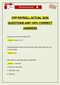 CPP PAYROLL ACTUAL 2026 QUESTIONS AND 100&percnt; CORRECT ANSWERS