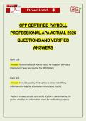 CPP CERTIFIED PAYROLL PROFESSIONAL APA ACTUAL 2026 QUESTIONS AND VERIFIED ANSWERS