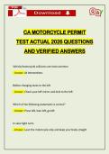 CA MOTORCYCLE PERMIT TEST ACTUAL 2026 QUESTIONS AND VERIFIED ANSWERS
