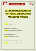 CA DMV MOTORCYCLE WRITTEN TEST ACTUAL 2026 QUESTIONS AND VERIFIED ANSWERS