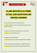CA DMV MOTORCYCLE PERMIT ACTUAL 2026 QUESTIONS AND VERIFIED ANSWERS