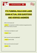FTC FUNERAL RULE-OHIO LAWS EXAM ACTUAL 2026 QUESTIONS AND VERIFIED ANSWERS