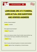 LAWS EXAM&colon; ORC 4717 FUNERAL LAWS ACTUAL 2026 QUESTIONS AND VERIFIED ANSWERS