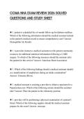 CCMA NHA EXAM REVIEW 2026 SOLVED QUESTIONS AND STUDY SHEET