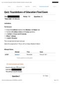 EDUC 604&vert; Quiz&colon; Foundations of Education Final Exam&vert; With complete solution &vert; New edition&vert; Liberty University