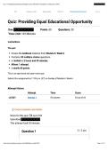 EDUC 604&vert; Quiz 6 Providing Equal Educational Opportunity&vert; With complete solution &vert; New edition&vert; Liberty University