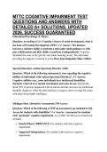 MTTC COGNITIVE IMPAIRMENT TEST QUESTIONS AND ANSWERS WITH DETAILED A&plus; SOLUTIONS&comma; UPDATED 2026&comma; SUCCESS GUARANTEED