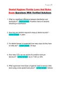 Dental Hygiene Florida Laws And Rules Exam Questions With Verified Solutions
