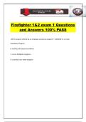 Firefighter 1&2 exam 1 Questions and Answers 100&percnt; PASS