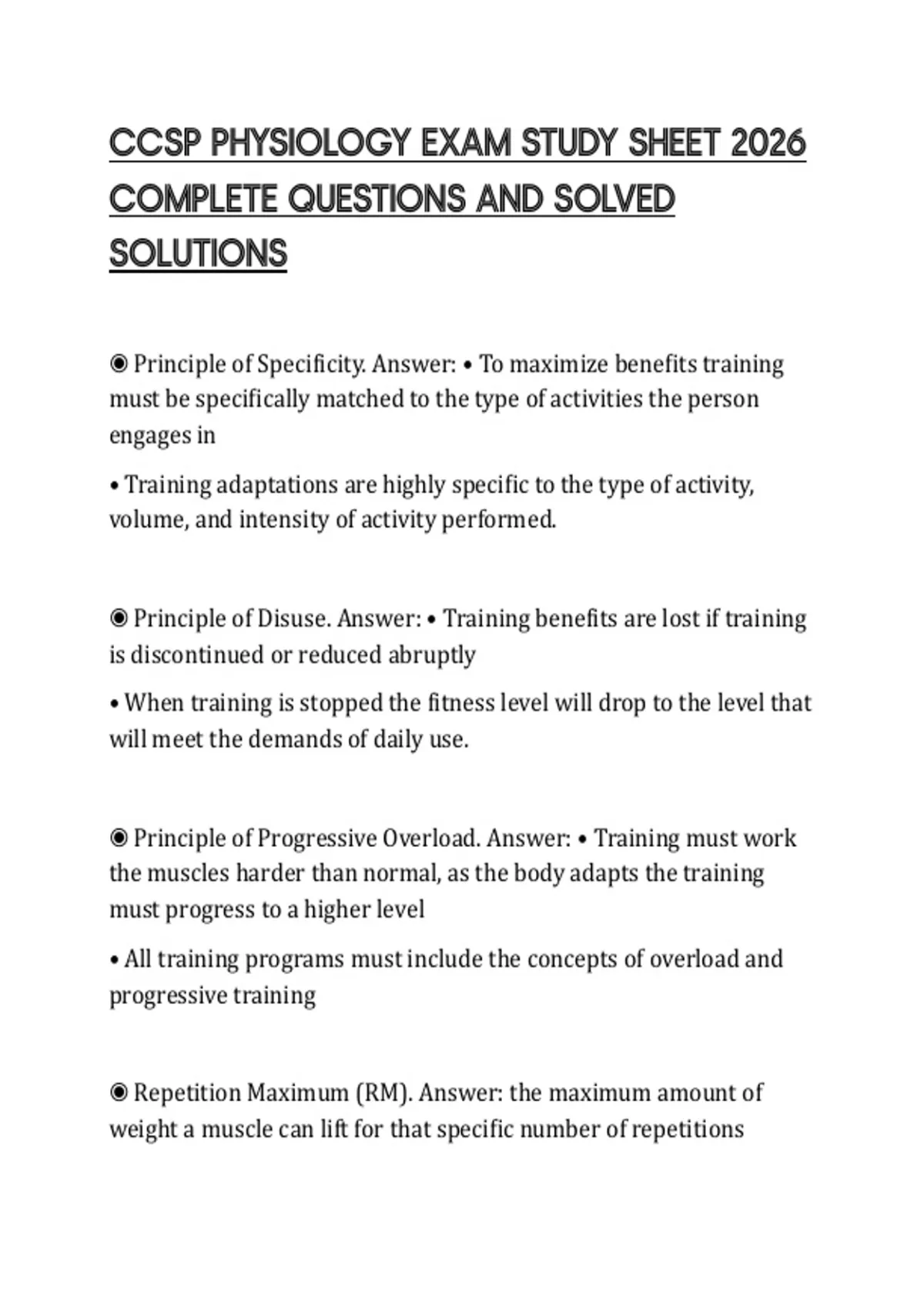 CCSP PHYSIOLOGY EXAM STUDY SHEET 2026 COMPLETE QUESTIONS AND SOLVED ...