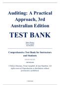 Test Bank &ndash; Auditing&colon; A Practical Approach&comma; 3rd Australian Edition &ndash; Moroney&comma; Campbell&comma; Hamilton &ndash; ISBN 9780730326496 &lpar;All Chapters Covered 1&ndash;12&rpar;