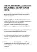 CERTIFIED BREASTFEEDING COUNSELOR 119 FINAL PAPER 2026 COMPLETE ANSWERS VERIFIED