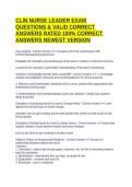 CLIN NURSE LEADER EXAM QUESTIONS & VALID CORRECT ANSWERS RATED 100&percnt; CORRECT ANSWERS NEWEST VERSION