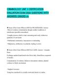 CRIMINOLOGY UNIT 3 CERTIFICATION EVALUATION EXAM 2026 QUESTIONS WITH ANSWERS GRADED A&plus;