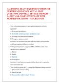 CALIFORNIA HEAVY EQUIPMENT OPERATOR  CERTIFICATION EXAM ACTUAL PREP  QUESTIONS AND WELL REVISED ANSWERS -  LATEST AND COMPLETE UPDATE WITH  VERIFIED SOLUTIONS &ndash; ASSURES PASS 