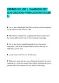 CRIMINOLOGY UNIT 3 EXAMINATION TEST 2026 QUESTIONS WITH SOLUTIONS GRADED A&plus;